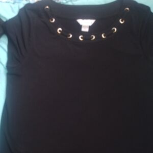 Liz Claiborne Black Top with Gold Eyelets